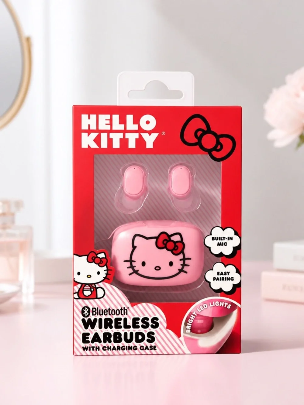 Hello Kitty Red Fan & Pink Wireless Earbuds 2-Piece Set